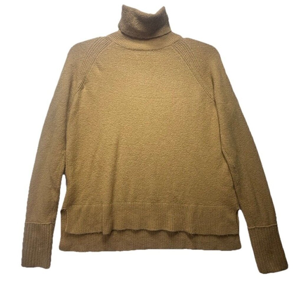 J Crew Women's Sz M Turtleneck Merino Wool Alpaca Blend Sweater Mustard Yellow